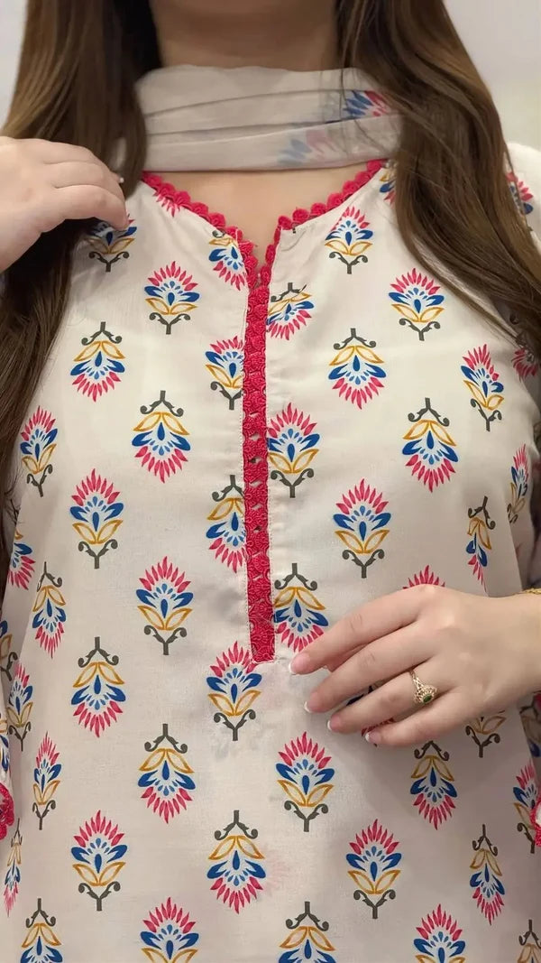 Blush Printed 3pc